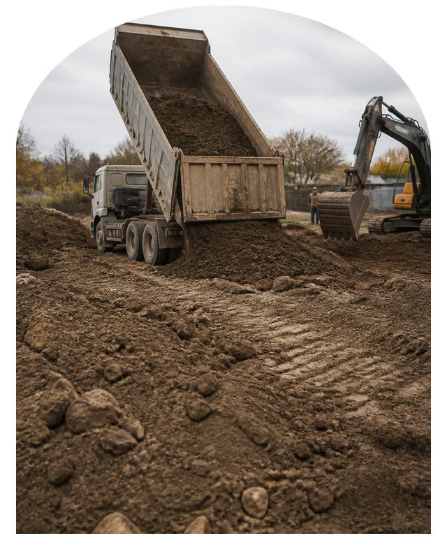 Поднятие участка грунтом для выравнивания рельефа в Гукове